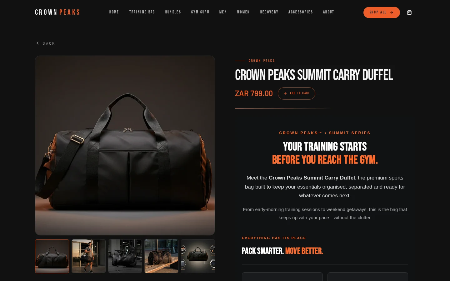 Crown Peaks — Product — Summit Carry Duffel editorial page