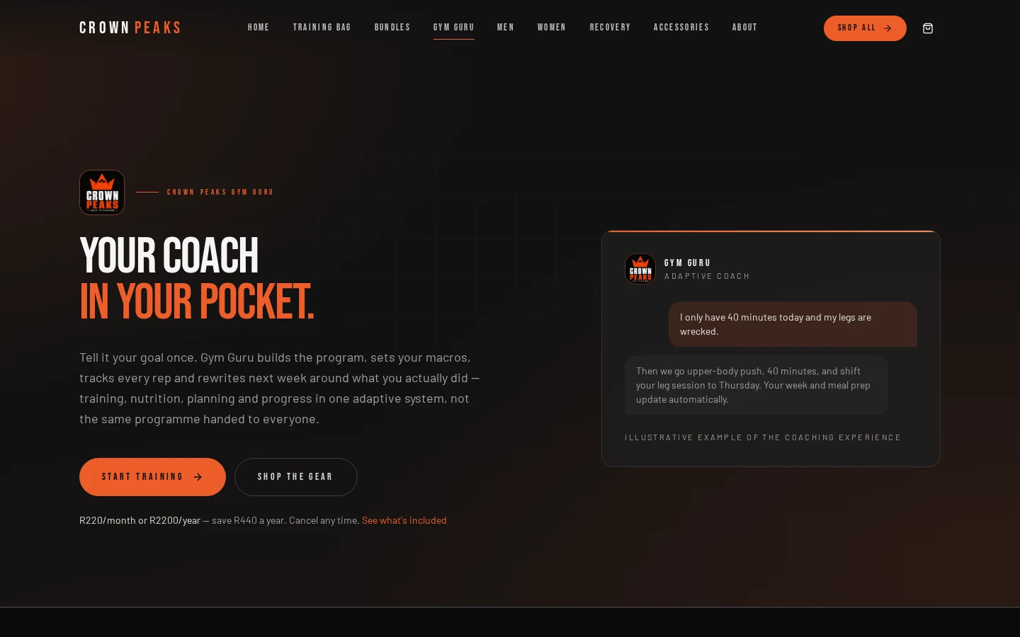 Crown Peaks — Gym Guru — adaptive AI coaching offer